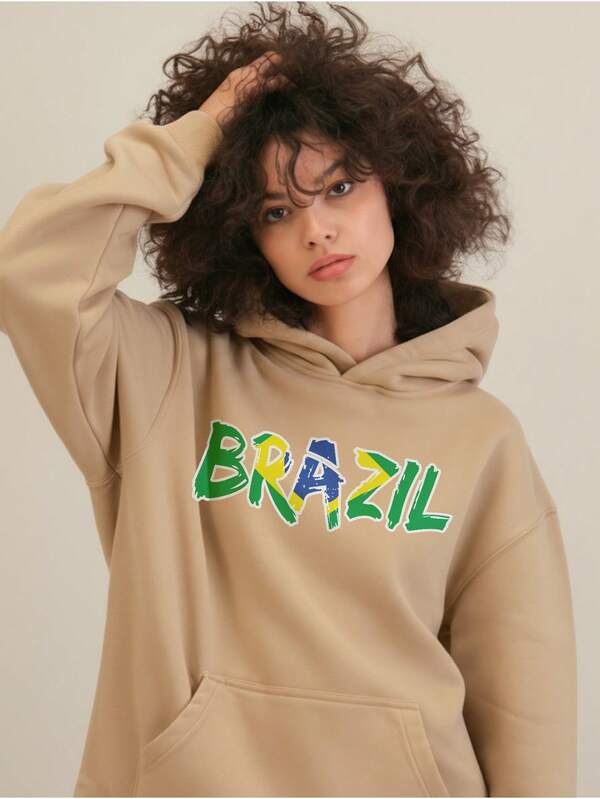 Moletom Feminino Brasil Com Capuz Copa Do Mundo