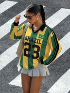 Moletom Feminino Brasil Jersey Futebol Streetwear
