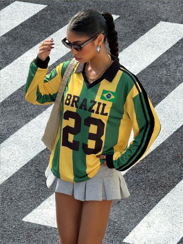 Moletom Feminino Brasil Jersey Futebol Streetwear