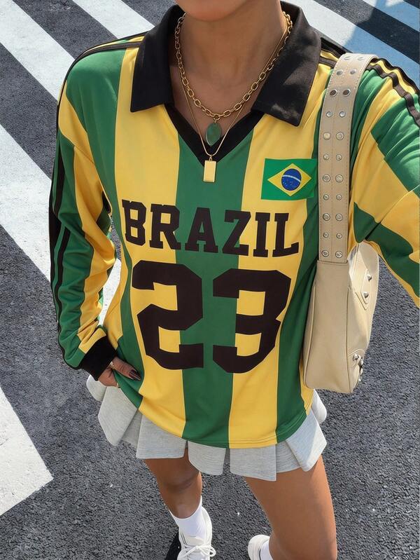 Moletom Feminino Brasil Jersey Futebol Streetwear