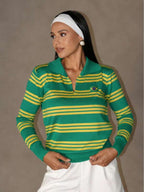 Moletom Feminino Brasil Listrada Gola Polo Futebol
