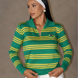 Moletom Feminino Brasil Listrada Gola Polo Futebol