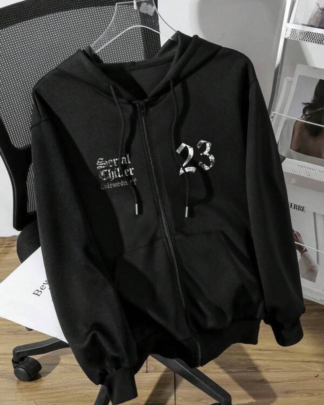 Moletom Com Zíper Gothic Number Streetwear
