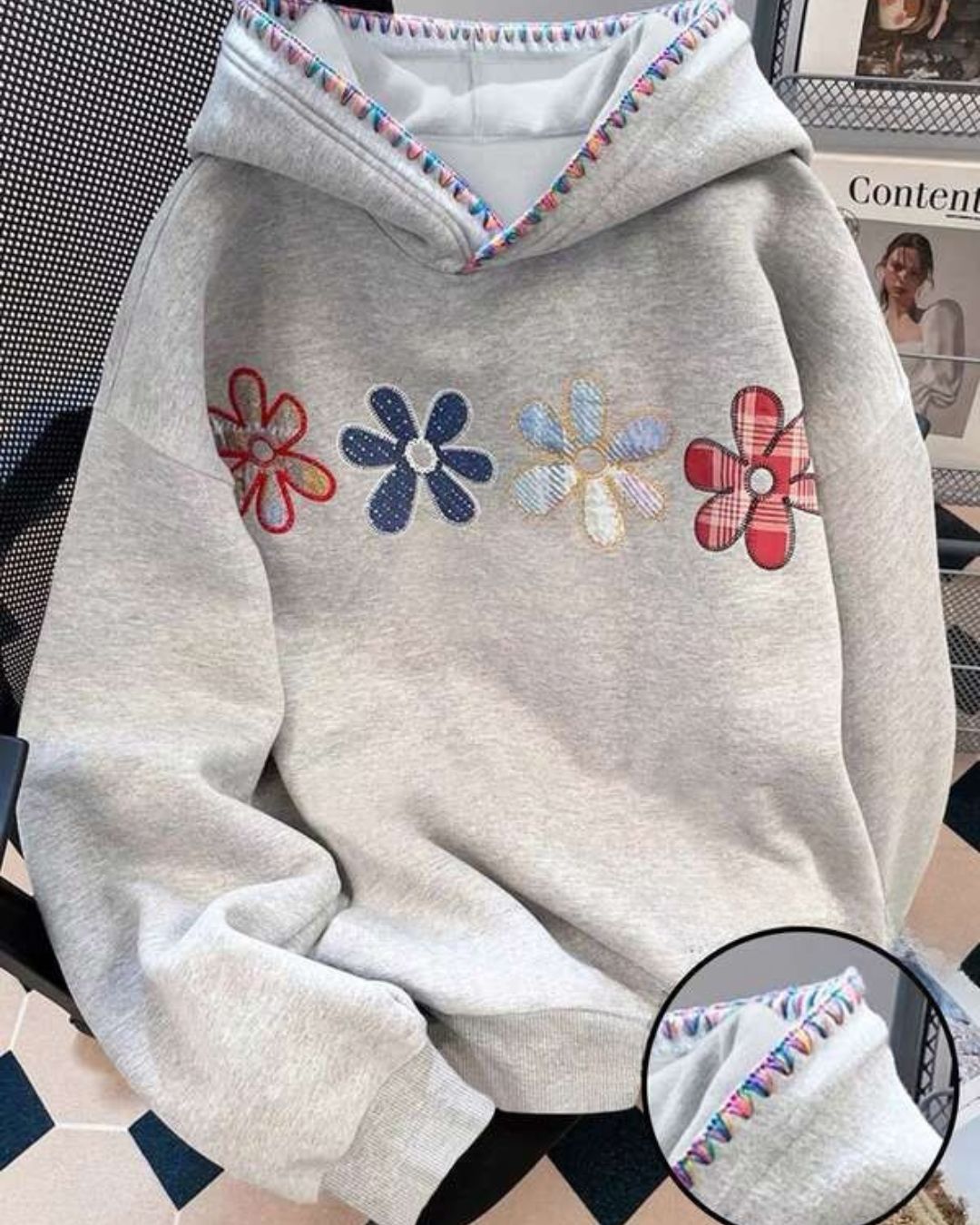 Moletom Estampa Coração Com Capuz Estilo Fofo