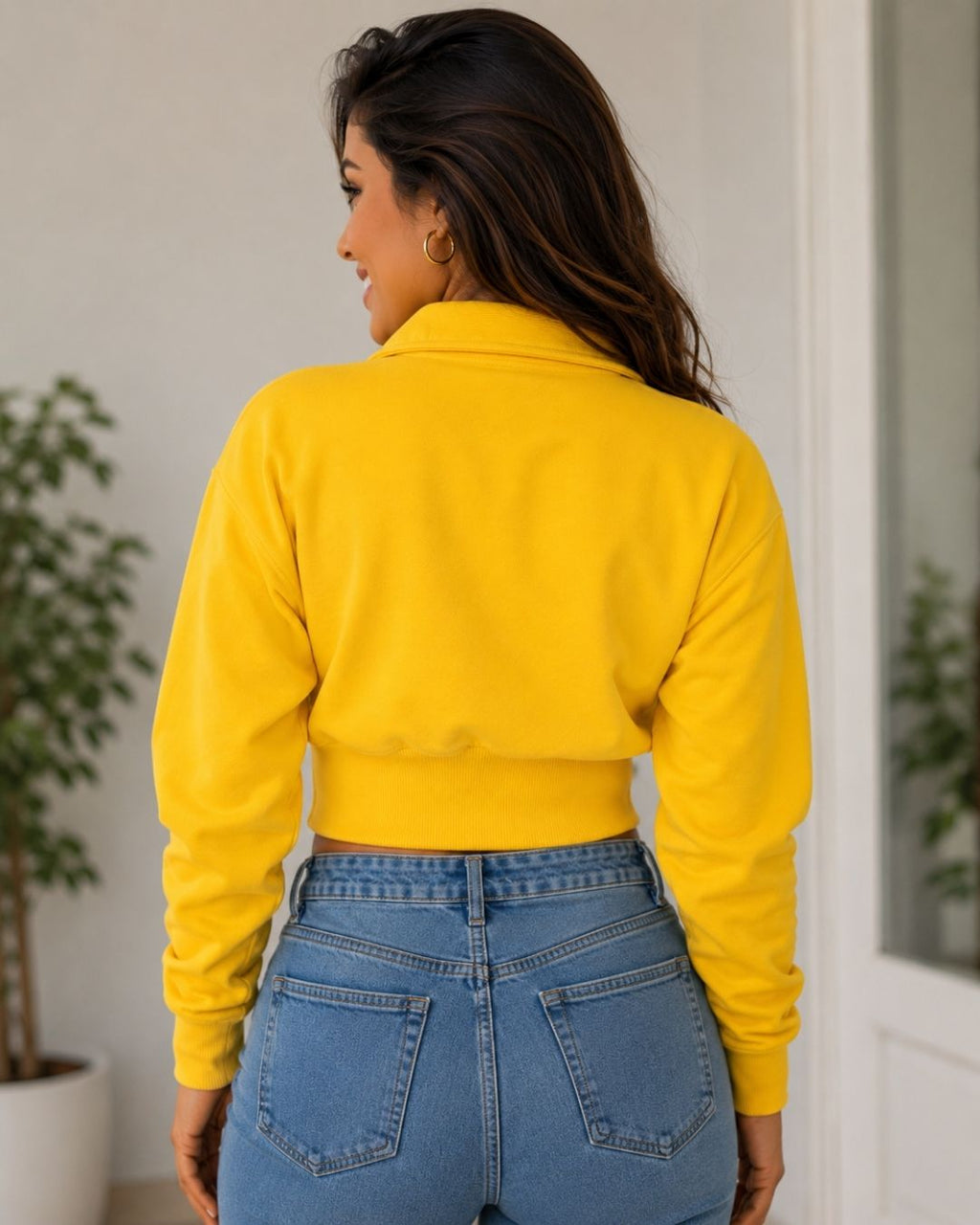 Moletom Feminino Brasil Cropped Gola Zíper Futebol
