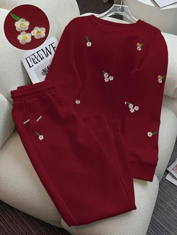 Conjunto Bordado Minimalista Com Moletom E Calça Jogger