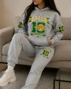 Conjunto Moletom Feminino Brasil Copa Do Mundo