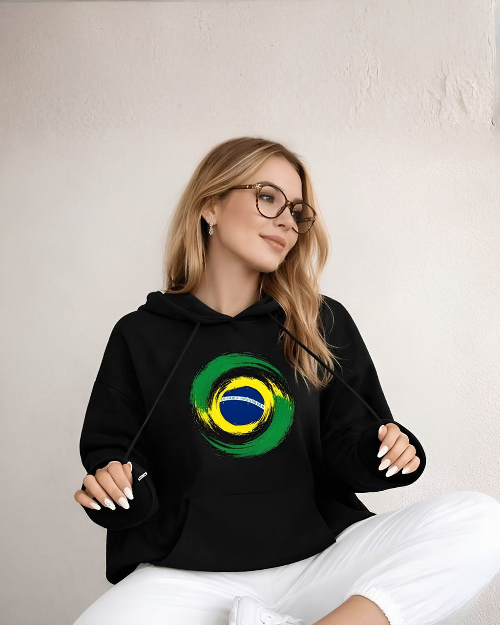 Moletom Feminino Brasil Estampa Frontal Casual