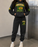 Conjunto Moletom Feminino Brasil Copa Do Mundo