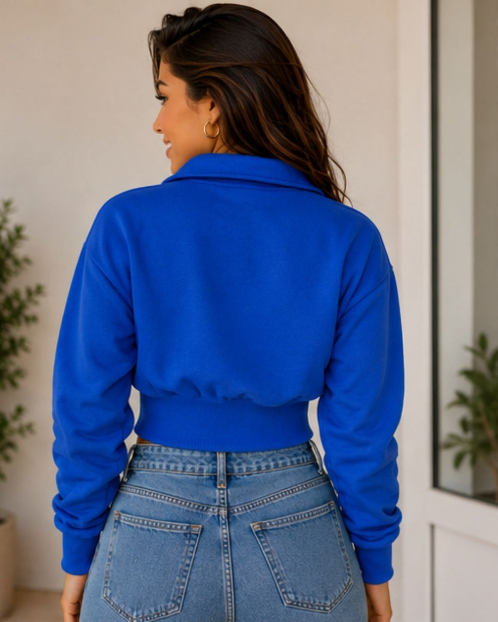 Moletom Feminino Brasil Cropped Gola Zíper Futebol