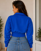 Moletom Feminino Brasil Cropped Gola Zíper Futebol