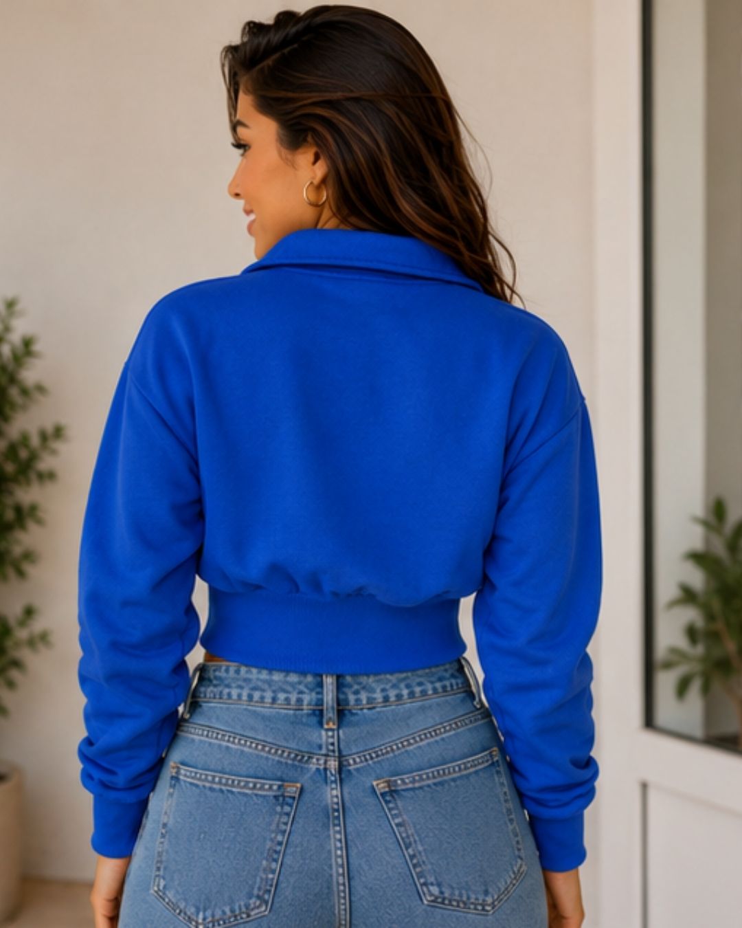 Moletom Feminino Brasil Cropped Gola Zíper Futebol
