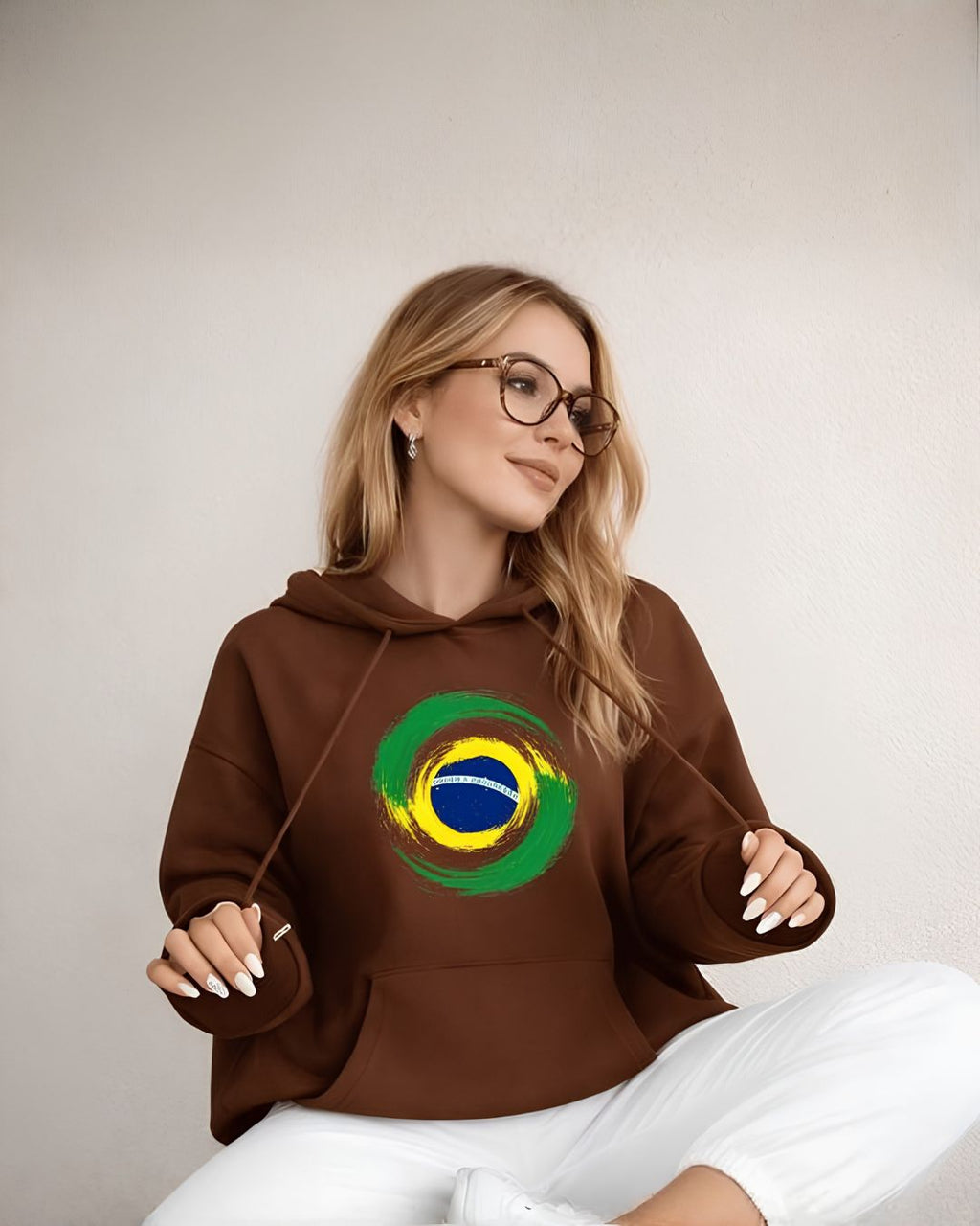 Moletom Feminino Brasil Estampa Frontal Casual