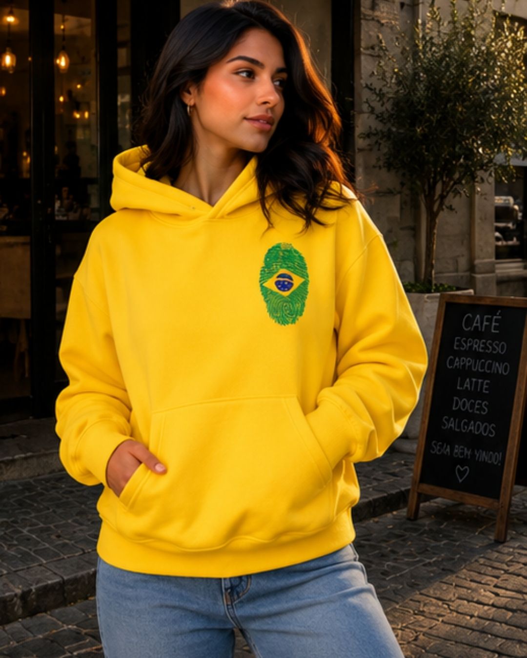 Moletom Feminino Brasil Capuz Copa Do Mundo