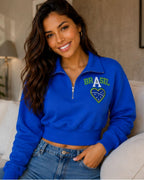 Moletom Feminino Brasil Cropped Gola Zíper Futebol