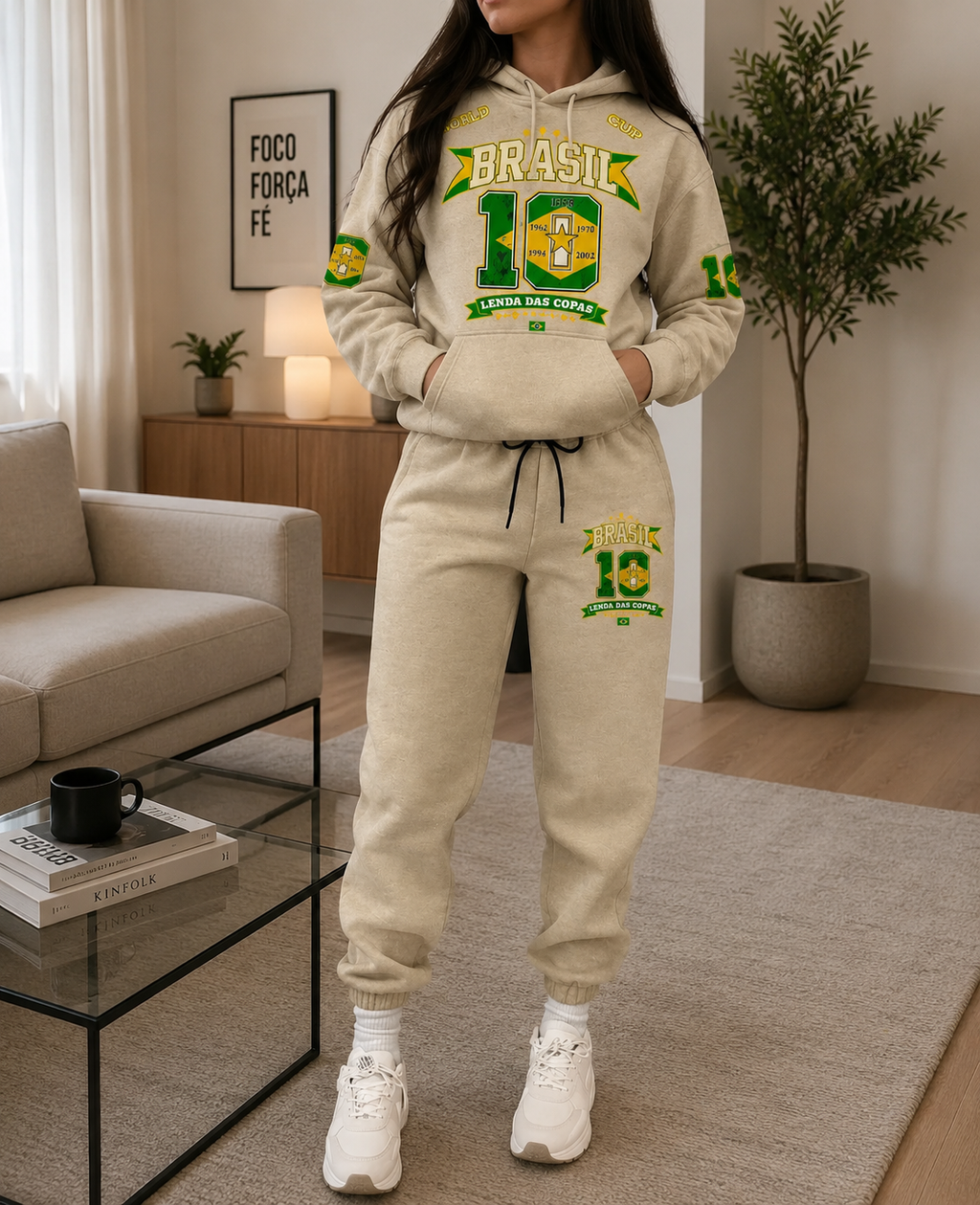 Conjunto Moletom Feminino Brasil Copa Do Mundo