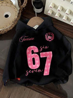 Moletom Estampa College 67 Com Capuz Oversized